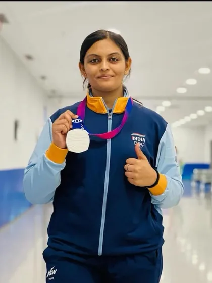 This is the pinnacle of success we strive for. We celebrate our shooter Divya T.S. proudly holding her Silver Medal from the 19th Asian Games in China.
