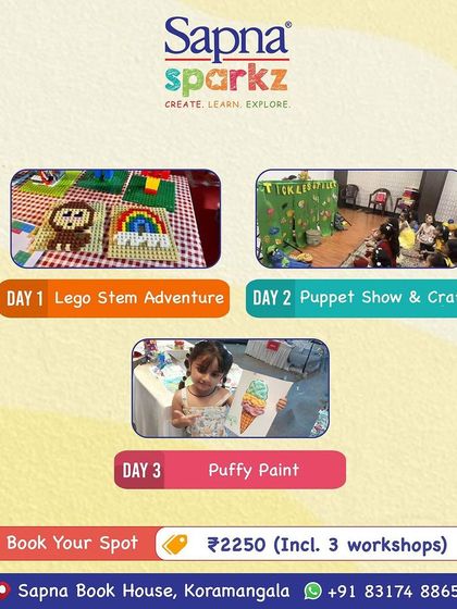 Announcing our 3-day summer workshop for the little ones (age 3+), featuring a LEGO Stem Adventure, Puppet Show & Craft, and Puffy Paint sessions.