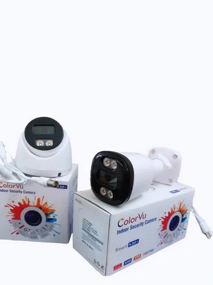 Here are two types of ColorVu indoor security cameras. These are excellent for capturing full-color video even in very low light conditions, which is much better than traditional black-and-white night vision.