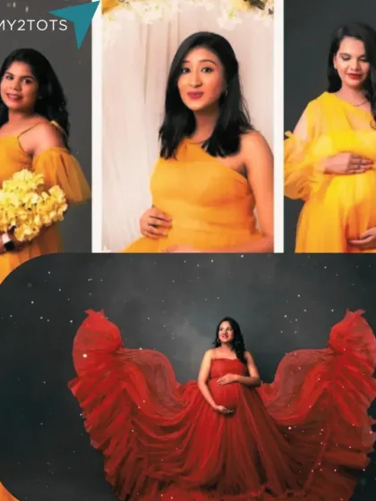 A video collage of our vibrant gowns in yellow and red, perfect for a bold and beautiful look.