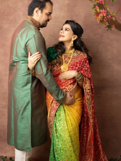 A lovely couple's shot from the maternity session. The makeup is designed to look natural and timeless in these precious photos.