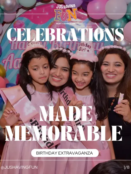 Celebrations made memorable. The birthday girls and their friends share a happy moment, showcasing the fun and friendship that blossoms at our parties.