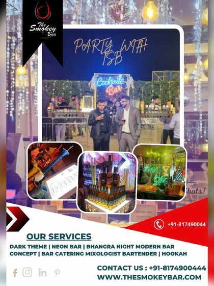 Another overview of my services, showcasing different bar setups and highlighting my contact information for easy booking.