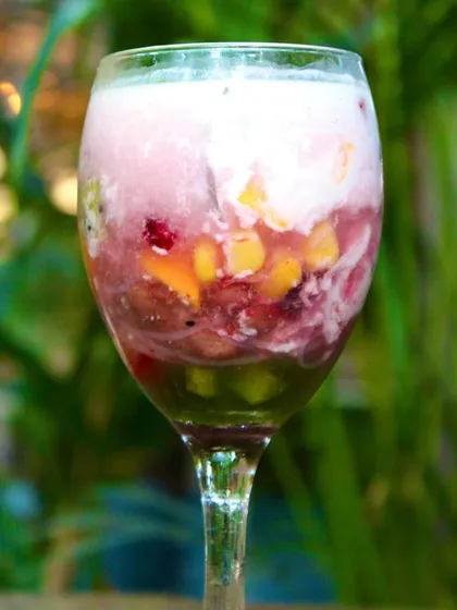 The beautiful colors of our Ice Kachang dessert. It's a delightful and cooling treat that's perfect for beating the summer heat.