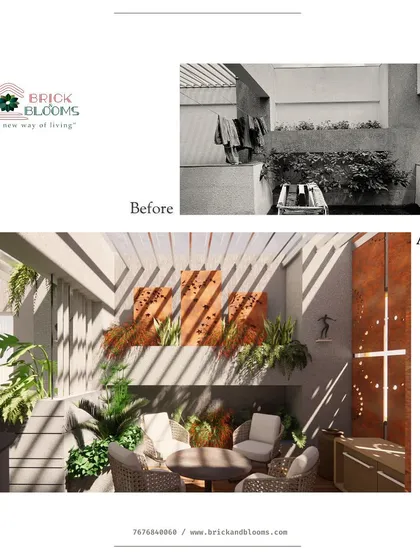 From a laundry drying area to a shaded, green lounge. Our design uses a pergola and planters to create a comfortable and stylish seating area that makes you forget you're on a terrace.