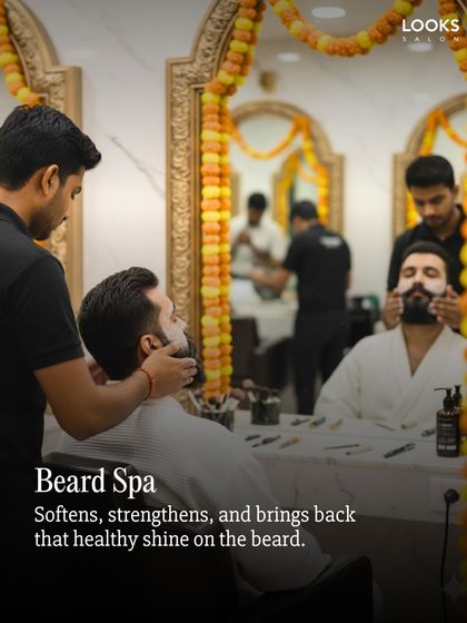 A beard spa is a must for any groom. This treatment softens and strengthens the beard, conditioning the hair to bring back a healthy, natural shine. It’s the secret to a beard that feels as good as it looks.