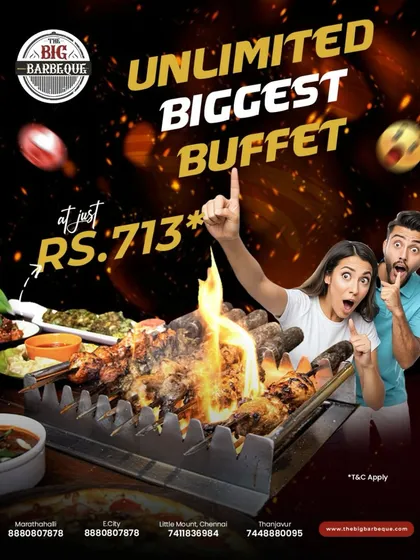 Get ready to feast like never before. Our unlimited biggest buffet is available at a special price of just ₹713.