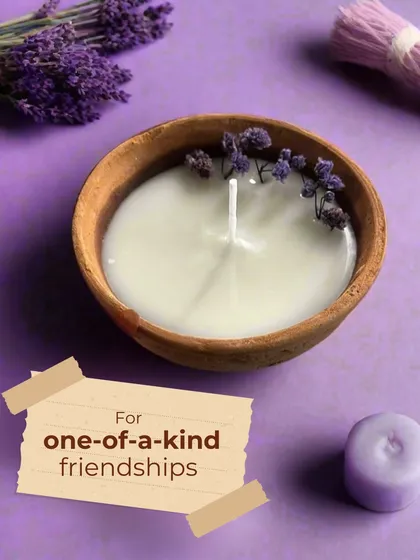 For one-of-a-kind friendships. This simple terracotta bowl candle, decorated with dried lavender, is a thoughtful gift to celebrate the special people in your life.