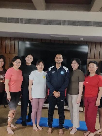 A group photo with my sixth international batch of 2025, featuring students from Mongolia and Hong Kong. It's a joy to bring together such a diverse group to share the knowledge of yoga.