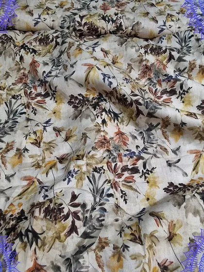 A lovely digital printed cotton fabric with a delicate floral pattern. This lightweight and breathable fabric is perfect for creating cord sets, one-piece dresses, or summer kurtis.