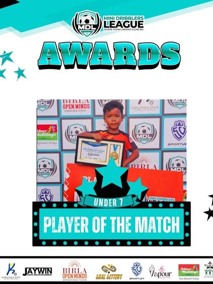 This U7 player's performance earned them the 'Player of the Match' award, a great confidence booster for our young athletes.
