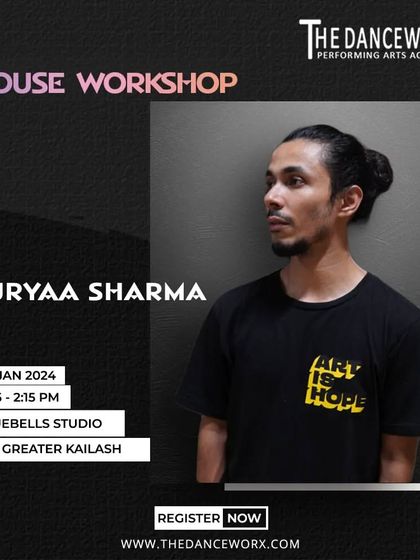 A House Dance Workshop with Suryaa Sharma. This workshop explores the footwork, rhythm, and fluid movements that define House dance.