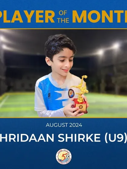 Hridaan Shirke, the U9 Player of the Month for August 2024.