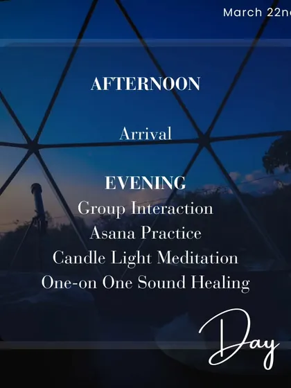 This is what a typical first day at one of my retreats looks like. We ease into the experience with group interaction, asana practice, and calming evening sessions like candlelight meditation.