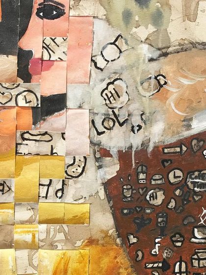 A throwback to a unique technique our students experimented with: weaving canvas strips through their paintings to add texture, dimension, and new layers of meaning.