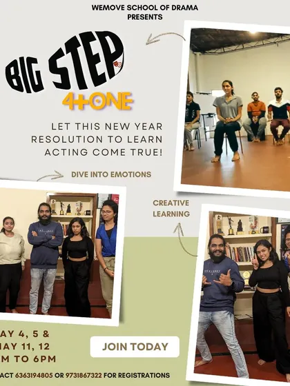 Let this new year resolution to learn acting come true. Our 'Big Step 4+1' workshop is specially designed for beginners to dive into emotions and creative learning.