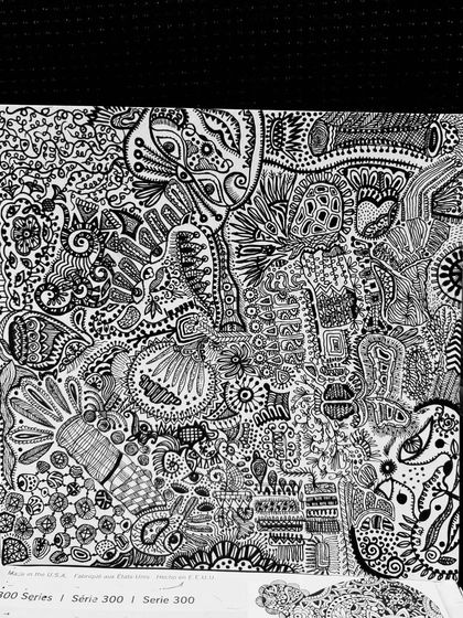 Another perspective of 'SOUL-CONNECTIONS.' The intricate black and white patterns create a mesmerizing effect that draws you in.