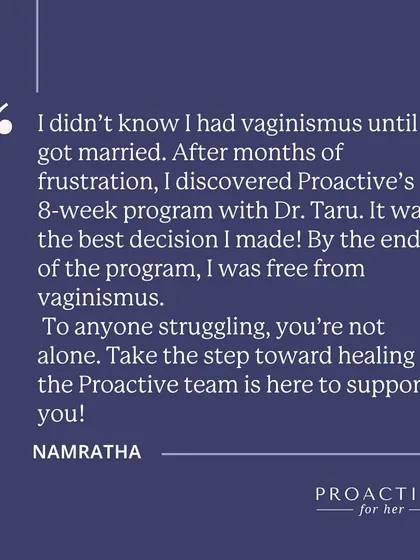 Namratha discovered she had vaginismus after getting married. She calls joining our 8-week program the best decision she made, leading to her becoming completely free from the condition.
