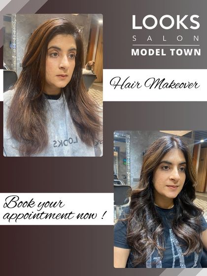 Another version of the hair makeover collage, emphasizing the dramatic improvement in color and texture.