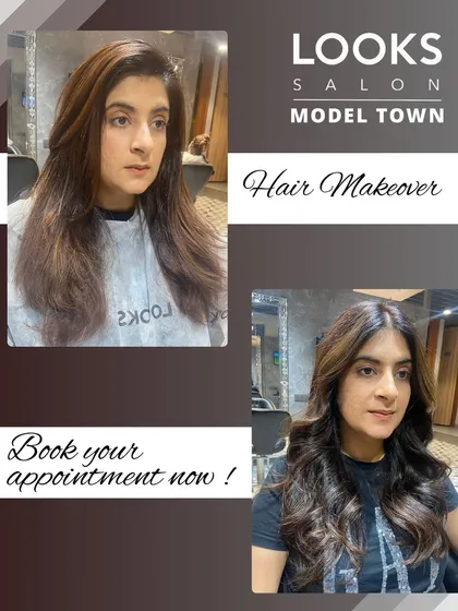 Another version of the hair makeover collage, emphasizing the dramatic improvement in color and texture.