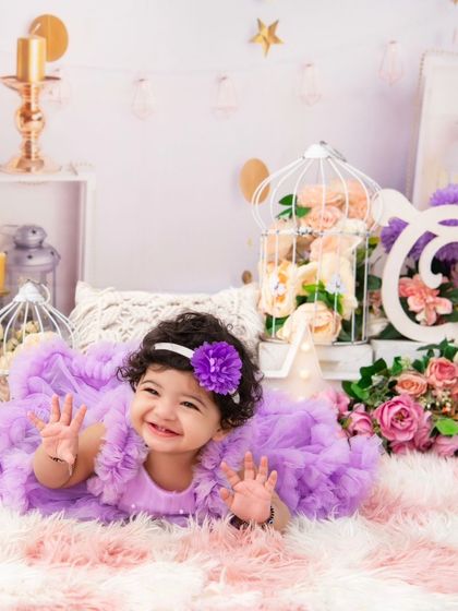 A joyful moment from a lavender-themed shoot. Her big, happy smile is absolutely infectious.