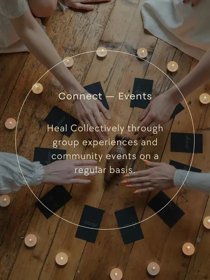 We believe in healing collectively through group experiences. This image represents our core philosophy of connection, inviting you to join our community events to discover, connect, embody, and transform together.