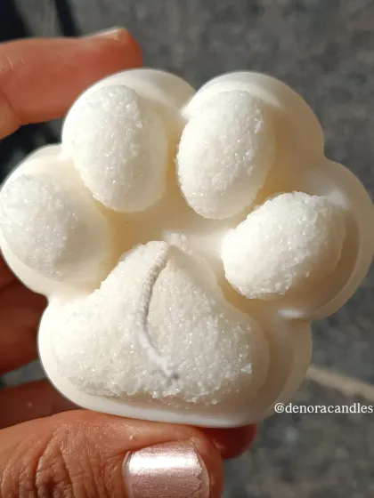 A detailed shot of the texture on the paw candle.