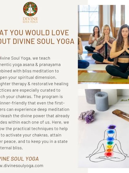 What can you expect at Divine Soul Yoga? We teach authentic yoga asana and pranayama combined with bliss meditation to enrich your chakras and spiritual dimension.