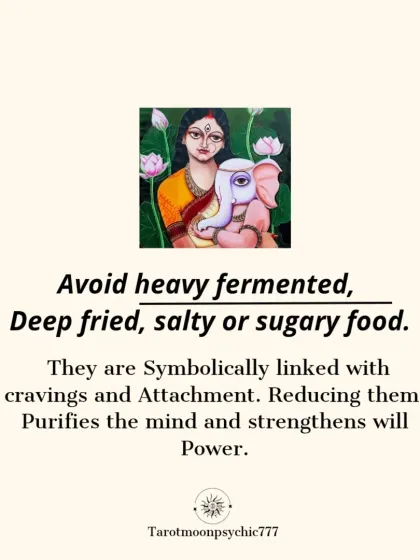 To purify the mind and strengthen willpower, it's best to avoid heavy, deep-fried, or sugary foods on Wednesdays. These foods are symbolically linked to cravings and attachments, which can weaken Mercury's influence.