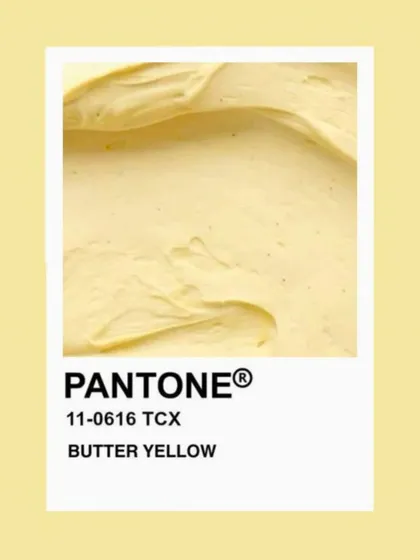 The official Pantone swatch for Butter Yellow, 11-0616 TCX. Its creamy, gentle tone is highly versatile for walls, furniture, or decor accents.