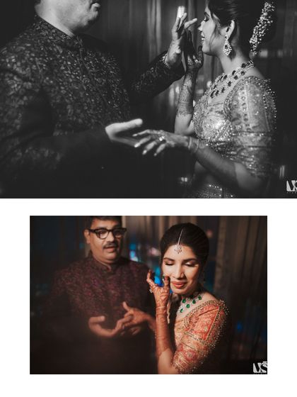 A father's love. This collage captures the emotional moment between Vedika and her dad, a tender interaction that is full of unspoken love and pride. These are the memories that last a lifetime.