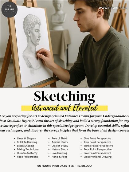 My advanced sketching program is designed for students preparing for art and design entrance exams. It covers essential skills like perspective, human anatomy, and observational drawing.