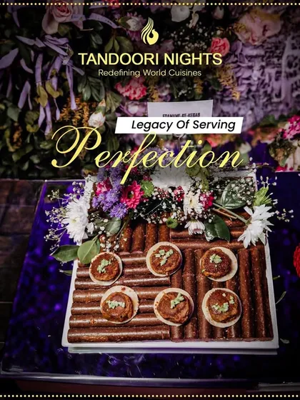 We have a legacy of serving perfection. These savory Indian tikkis are presented on a unique log-like platter, showcasing our innovative approach to food styling.