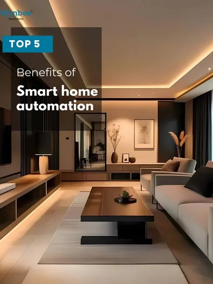 This image introduces a series highlighting the top benefits of smart home automation. A well-designed smart home offers convenience, energy savings, enhanced security, and a personalized living experience.