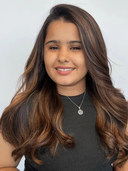 This is another beautiful example of the Matryoshka balayage on a different client, showing its versatility and how it can be customized to flatter different individuals.