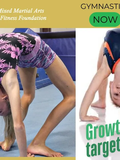 This graphic shows the clear progression in flexibility we aim for. From a basic bridge to a full backbend, we set and achieve growth targets for every student.
