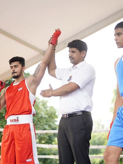 The referee's decision is final. A proud moment for any competitive boxer.