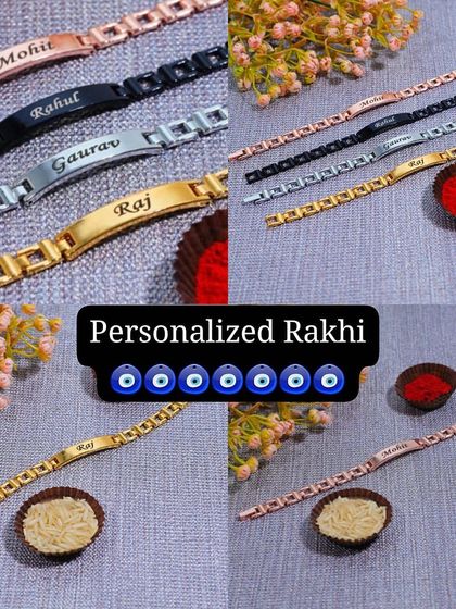 Our stainless steel name rakhis are built to last. You can choose from silver, gold, rose gold, or black, each with high-quality micro-plating to ensure the finish stays perfect.