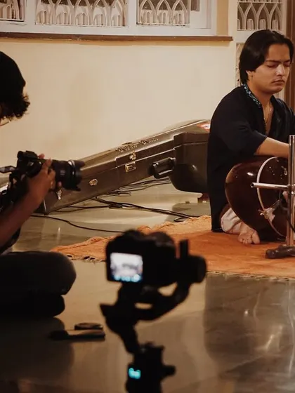 The camera setup for our 'Chakra' album video shoot. We put a lot of thought into the visuals to match the intricacy of the music.
