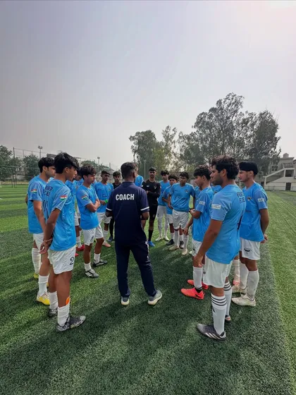 Our U-17 team listening to their leader, coach Vipin Khalkho, during the Delhi Future Stars League.