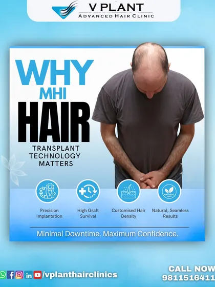 This graphic explains why our MHI hair transplant technology matters. It delivers precision implantation, high graft survival, customized hair density, and natural, seamless results with minimal downtime.