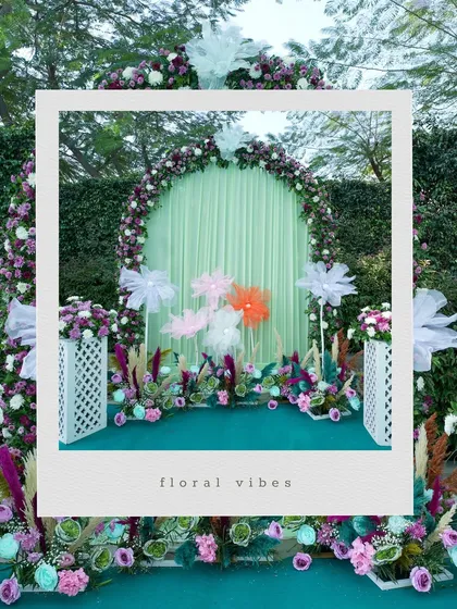 A shot of the beautiful floral and pastel decor for a Mehndi ceremony, showing my eye for capturing the details that make your event special.