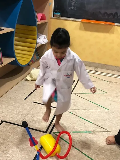 Our little scientists launched their own rockets. This activity teaches basic principles of physics in an exciting and interactive way.