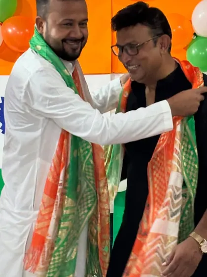 Another warm moment of felicitation during our Independence Day event, highlighting the strong community ties we foster.