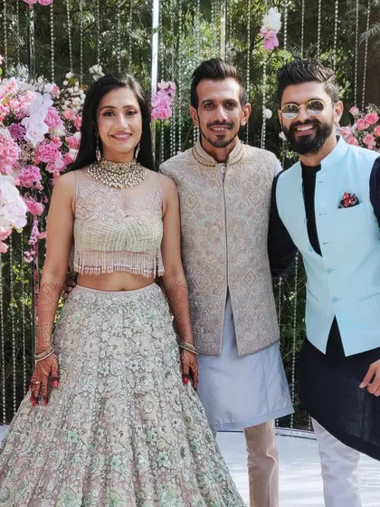 It's always a pleasure to host for amazing people. Here I am with the lovely couple, cricketer Yuzvendra Chahal and Dhanashree Verma. Whether it's a celebrity wedding or a corporate gala, I bring the same level of personalized energy.