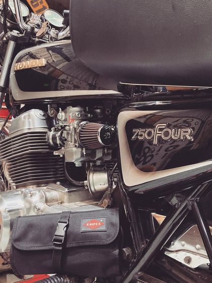 We even work on legends like this Honda 750 Four. Here it is, fitted with a Knipex tool roll, ready for any adventure.