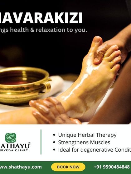 Navarakizhi, also known as SSPS, is a unique herbal therapy for degenerative conditions. It involves a massage with poultices filled with medicated rice, which enhances muscle power, relieves chronic pain, and strengthens muscles.