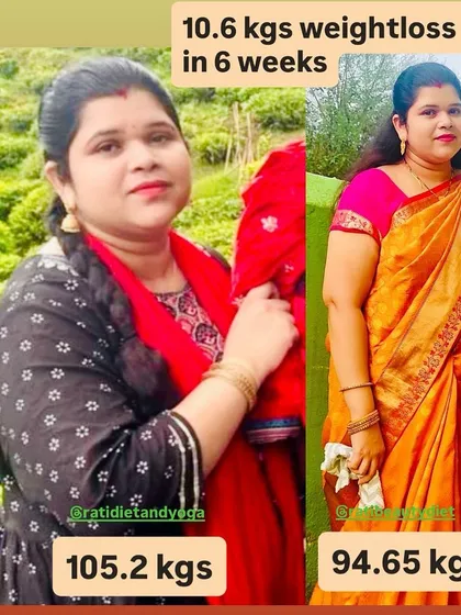 Another photo showcasing Jyotirmayee's 10.6 kg weight loss. Her transformation is an inspiration for anyone starting at a higher weight.