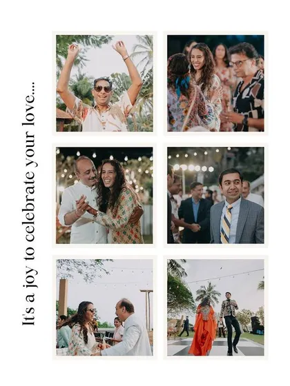 A snapshot of the people who make the day special. This collage focuses on the happy faces of family and friends, celebrating the couple and creating a warm, joyful atmosphere.