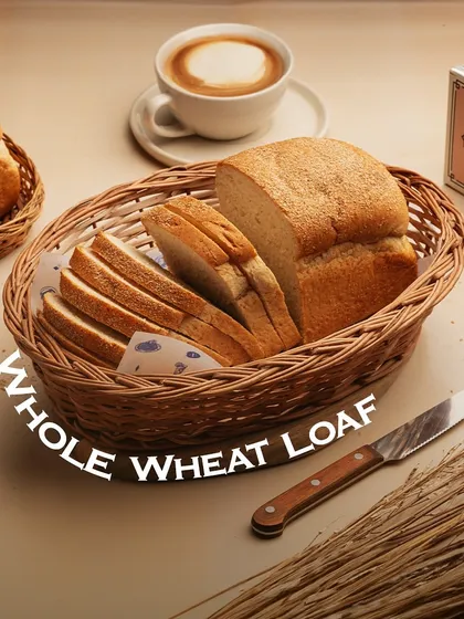 My soft and wholesome Whole Wheat Loaf, sliced and presented in a bread basket.